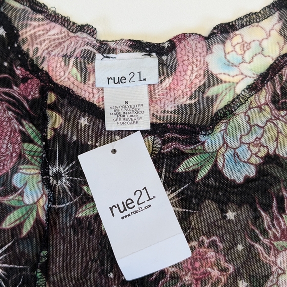 Rue21 Black Sheer Long Sleeve Dragon Print Mesh One-Piece Bodysuit (1-xs & 1-s) - Picture 11 of 13